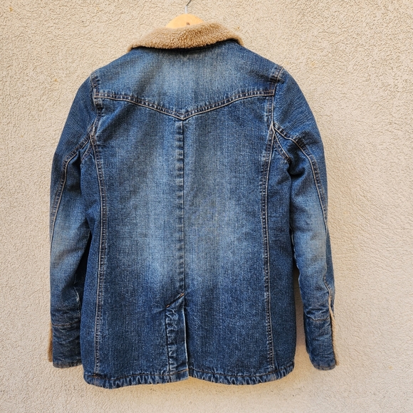 Vintage OLD NAVY Women’s Denim Coat Small Sherpa Lined Barn Chore Jacket - Picture 3 of 12